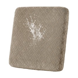 KELUINA Waterproof Couch Cushion Covers, Jacquard Magic Sofa Cushion Covers Washable, Stretch Couch Seat Covers Furniture Protector for Pets with Elastic Bottom (1PC, Taupe)