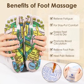 Worive Reflexology Socks Set with Tools, 2 Pairs Chiro Acupressure Acupuncture Trigger Point Foot Pain Relief Remedy Acupoint Massage Birthday Gifts for Women