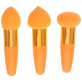 Beaupretty Foundation Sponge Brush Set with Handle 3 Pcs Mini Facial Cosmetic Puff Makeup Applicators for Smooth and Even Application