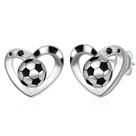 Soccer Earrings 925 Sterling Silver Soccer Earrings for Women Sports Soccer Jewelry Gifts for Women Team Player Soccer Lovers
