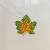 KINMOT Stunning Autumn - Inspired Leaf Pendant Necklace with Green
