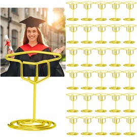 Acombx Table Number Holders,Picture Holders for Tables - 20 Pcs Grad Cap Gold Photo Holders for Class of 2025 Graduation Picture Display - 1.85 Inch Card Stands for Centerpieces Grad Party Supplies