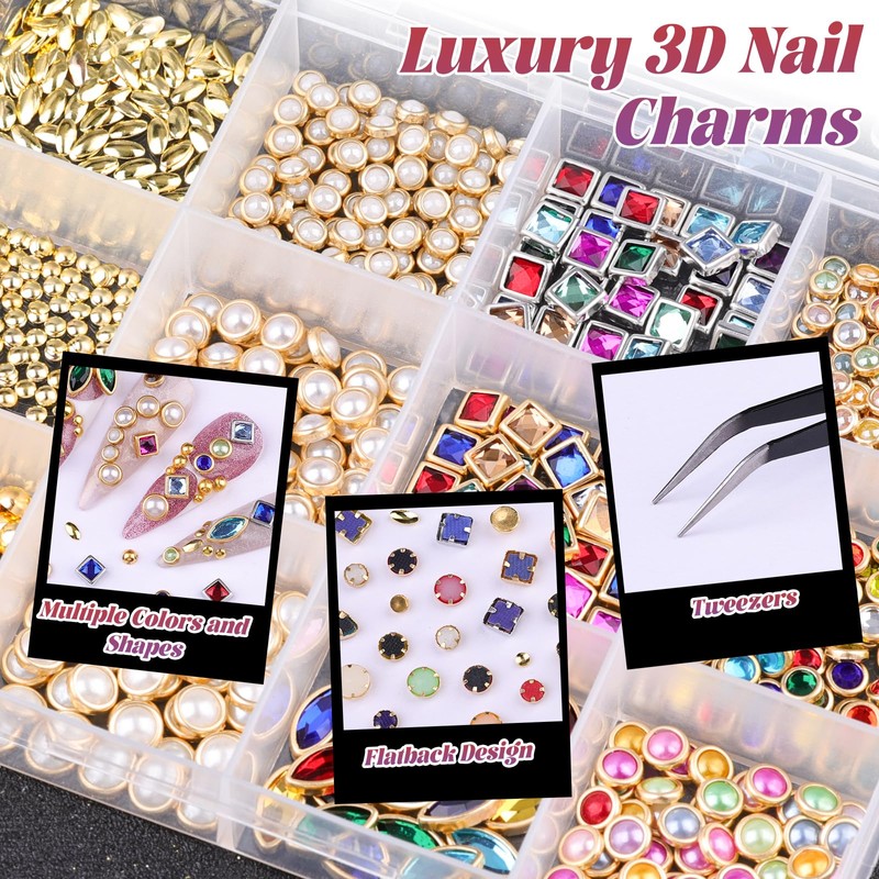 Luxury 3D Nail Charms Rhinestones Bangle Nail Charms and Gems