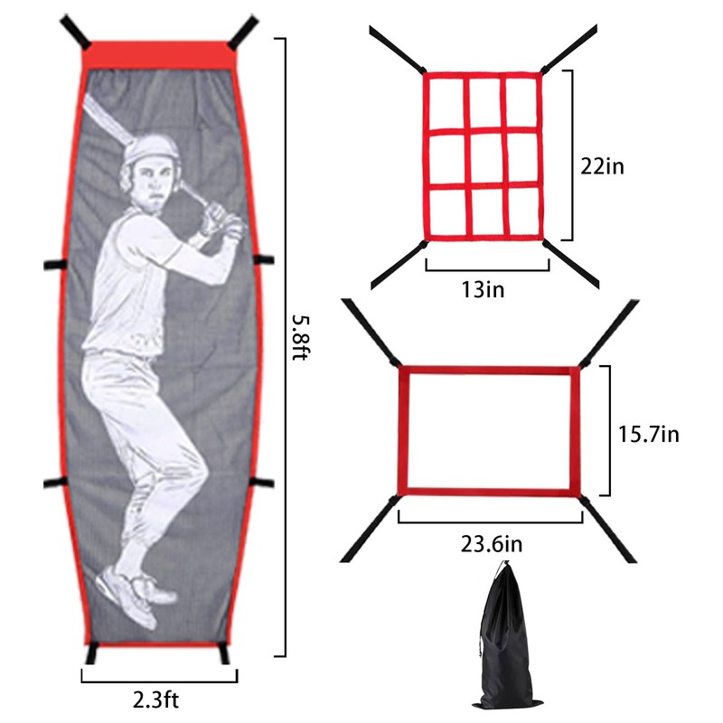 4-Piece Premium Baseball & Softball Pitching Training Kit: Adjustable 9-Hole