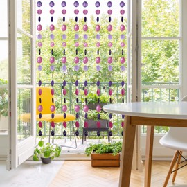 Relaxdays Capiz Garland, Set of 4 for Windows, Balcony, Door - Shell Curtain, Decorative Chains 180 cm Long, Multi-Coloured