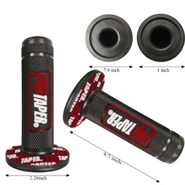 Motorcycle Handle Bar Grips, 7/8 inch (22mm-24mm), Non-Slip Gel Design for Dirt Bike, Scooter, Racing (Red)