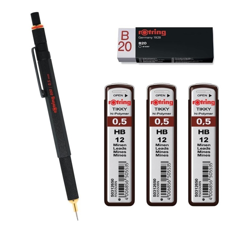 rOtring Mechanical Pencil 800 0.5mm 1904447 - Black | 3x