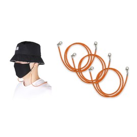 Allsense Fashion Leather Mask Lanyard Ear Pressure Relief Safety Holder Hanger with Hook for Adult, Orange, 3 Count (Pack of 1)