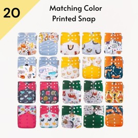 KaWaii Baby 20 One Size Printed Snap Pocket Cloth Diaper Shells, Waterproof Washable Adjustable Use with Diaper Inserts Prefold or Fitted