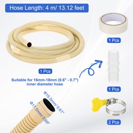 PATIKIL 13Ft Air Conditioner Drain Hose Kit Universal AC Drain Hose with Straight Connector for Drain Hose Extension Mini Split AC Ductless Heat Pumps AC Drainage HVAC Extender, Yellow