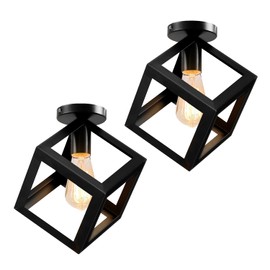 2 Piezas Lampara De Techo, Lamparas De Techo Para Interior De Casas Con Bombilla De Ajuste De Luz De Tres Colores, Lampara Exterior Techo E26/E27 Con Pantalla Cubo, Para Cocina Comedor Pasillo Sala