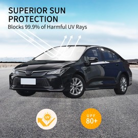 KBOISE Professional Windshield Sun Shade for Toyota Corolla 2019-2025, Innovative No-Light-Pass Technology for Maximum Protection, Foldable Sunshade with Mirror Cut-Out Keeps Car Cool