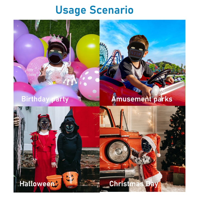 Kids LED Mask with Gesture Sensing USB Rechargeable RGB LED