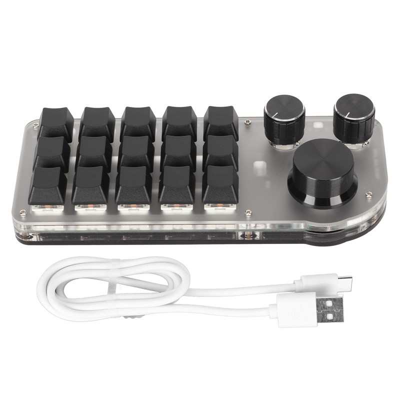 Programmable Keyboard 3 Knobs 15 Keys Portable RGB Bluetooth DIY