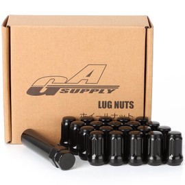 20pcs Black 12x1.5 Lug Nuts, GAsupply Closed End Acorn Spline Tuner Lug Nuts 1.38" Tall Conical/Cone Seat for Aftermarket Wheels, Pack of 20+1 Socket Key
