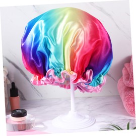 Housoutil Double Layer Rainbow Shower Cap for Men and Women Waterproof Hair Cover for Daily Use Comfortable Elastic and Durable for Travel and Home