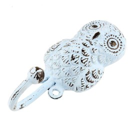 IndianShelf Handmade 6 Piece Sky Blue Iron Owl Coat Hat Wall Hooks Keys Hangers Holders