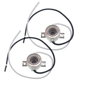 JNXQWE E11 Mini Candelabra Ceramic Screw Lamp Holder Base Socket,2-Pack Can Halogen Socket,E11 Lampholder with 8inch Leads 1000W,250V (with Two Hole Mount,Side Wired)