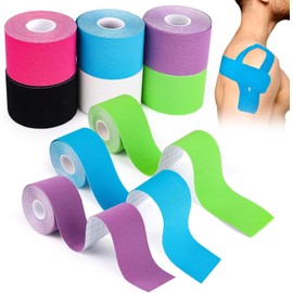 6 Rollos de Cinta de Kinesiología, Cinta Deportiva Resistente al Agua（3Pcs 5cm*5M 3Pcs 2.5cm*5M) Cinta Respirable Deportiva,Bueno para el Gimnasio, Fitness, Correr, Tenis, Baloncesto