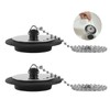 2-Pack Heavy-Duty Rubber Sink Plug with Chain | Universal Black