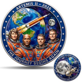 Artemis II 2026 Challenge Coin - NASA Space Mission Commemorative Coin 1.574 Inch, Zinc Alloy 3D Double-Sided, Collectible Gift for Men Women Space Lovers, Astronauts & Science Enthusiasts