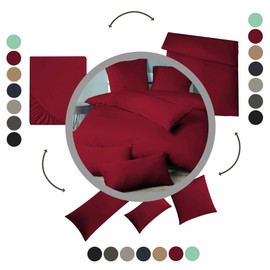 aqua-textil Luxury Bed Linen to Combine 50 x 75 cm Pillowcase Bordeaux Red Cotton Mako Satin Pillowcase