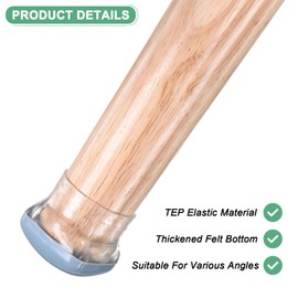 M METERXITY 8-Pack Chair Leg Floor Protectors, 1"-1.25" Elastic Rubber and Plastic Square PTFE Furniture Pads for Chairs/Tables in Hardwood Floors/Tile Floors, Leg Covers [Transparent Blue]