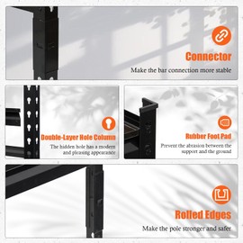 5-Tier Heavy Duty Adjustable Storage Shelves, Metal Garage Shelving Unit 48" L x 18" W x 72" H, Utility Rack for Basement, Pantry, Closet, Black