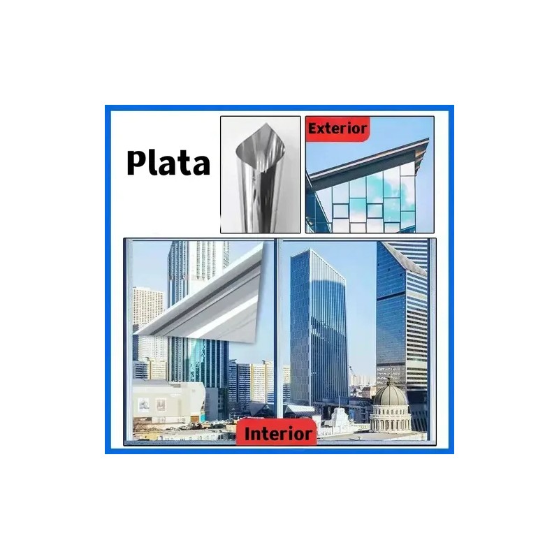 Película Espejo Privacidad Para Ventana Antirayas 10m X 75cm