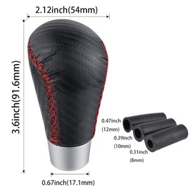 Padaodao Leather Gear Knob, Shift Lever Head Accessories Fit for Most Transmission Vehicles SUV Trucks, Red Line