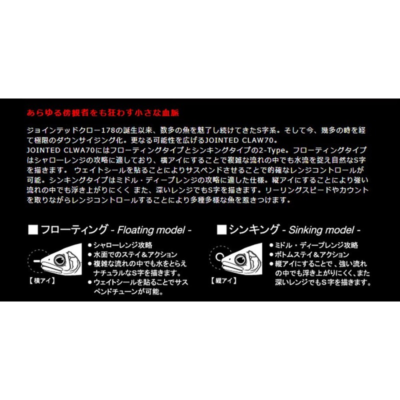 Guncraft Joined Claw 70 S #05 Blue Head Chart Sweetfish