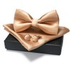 RBOCOTT Champagne Gold Bow Tie Silk bowtie and Pocket Square