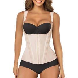 SHAPERX Waist Trainer Corset for Women Tummy Control Sport Girdle Hourglass Waist Cincher Body Shaper with Steel Boned,SZ7293-Beige-M