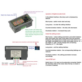 DC5-30V 5A 12A 150W PWM DC Motor Speed Controller Governor Adjustable Speed Encoder Digital Display Duty Cycle Maximum Frequency 15A 20A PWM Controller
