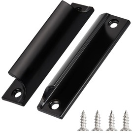 Sliding Door Handles 2 Pcs, Aluminum Alloy Curved Handle Balcony Door Handle Door Pull Handle with Screws for Drawers Windows Screens Cabinets Wardrobes Cupboard Sliding Doors (Black)