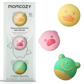Momcozy Natural&Organic Essential Oil Bath Bombs,3 Pcs Bubble Bath Fizzy Balls with 3 Cute Shapes,Bath Bombs Gift Set for Kids Girls Boys Toddler, Ideal Gift for Easter Egg, Bath Bomb Kit