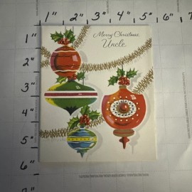 Vintage Uncle Christmas Card Greeting Card With Envelope Christmas Bulbs