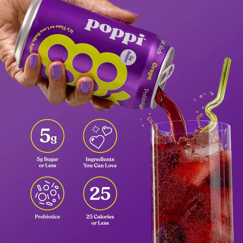 poppi Grape Soda Alternative 12 Pack with Apple Cider Vinegar