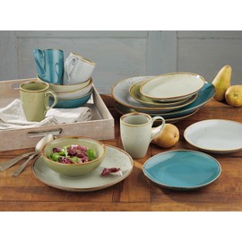 Soup Plate, Deep Plate, Salad Plate, Stoneware, Blue, Dishwasher Safe