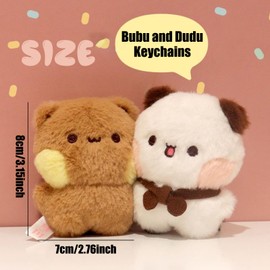 YOKUSHI 2 Pcs Bubu and Dudu Bears Magnetic Stuffed Animals with Chains Decorations, Cute Cartoon Figurine Keychain Decor for Backpacks, Desks, Home