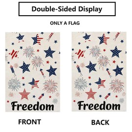 4th of July Freedom Garden Flag 12x18 Inch Double Sided Outdoor Independence Day Patriotic American Stars and Stripes Yard Lawn Decor