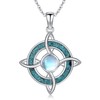 Witches Knot Necklace Sterling Silver Celtic Pendant Necklace Turquoise Moonstone
