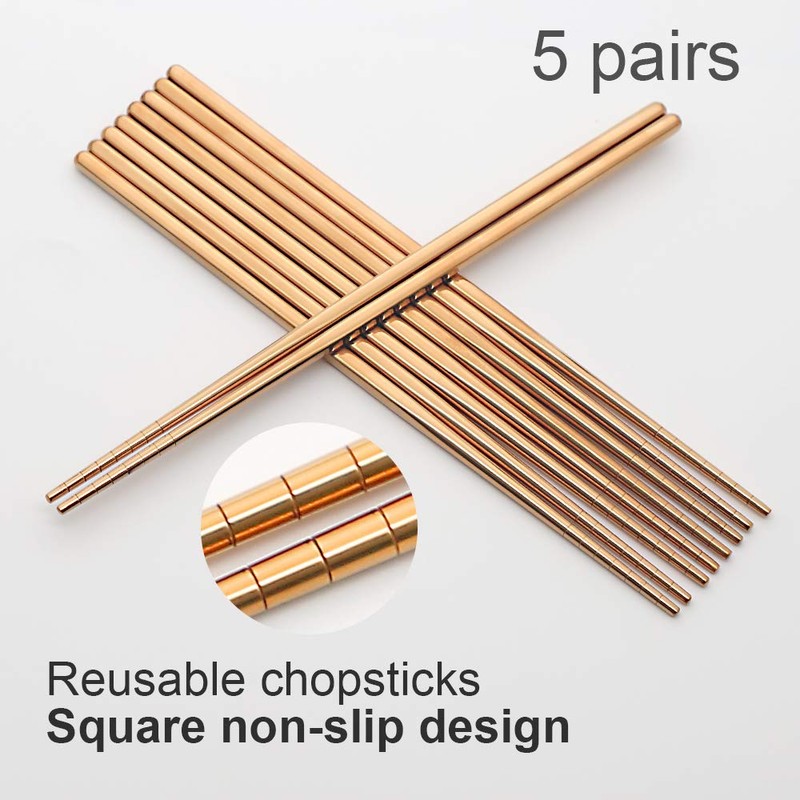 Stainless Steel Chopsticks Reusable Multicolor Lightweight 304 Metal Chopsticks Dishwasher