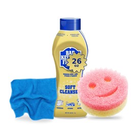 Bar-Keeper’s-Friend Soft Cleanser (Value Pack 26 oz) + Washable Blue Microfiber (14x14) + Scrub Mo-mm Dual-Sided Scrubber and Sponge