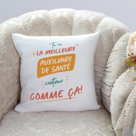 MUGFFINS NURSING ASSISTANT woman Cushion Padding included - in French - Tu es le meilleur continue comme ça! - Funny gift - Pillow: cover and filling 15.7x15.7 inches