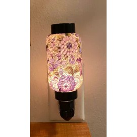 Cal mart gifts Elegant purple Flowers Oriental Japanese Fabric Night Light Wall plug-in Home De