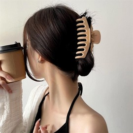 Flomiara Große Haarklammern, extra große Klauenklammern für dickes, dünnes Haar, für Damen und Mädchen, Knochen, rutschfest, starker Halt, französisch, matt, langes Haar-Accessoire, Styling, leicht