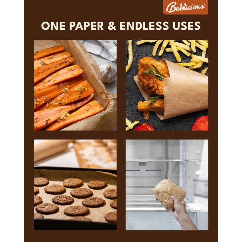 220 Pcs Unbleached Parchment Paper Baking Sheets, Baklicious Pre-cut Heavy