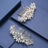 Hapibuy Rose Gold Wedding Hair Comb Pearl Crystal Bridal Hair