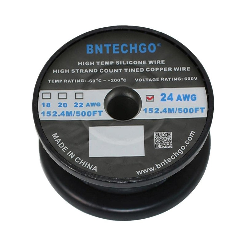BNTECHGO 24 Gauge Silicone wire spool 500 ft Black Flexible